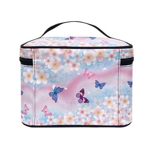 Flashideas Cherry Blossom Make Up Bag Zipper Makeup Organizer Large Capacity Travel Toiletry Bag Easy to Take Can Hold Makeup Brushes Skincare for Cosmetics Vertical Storage - color: Cherry Blossom 1