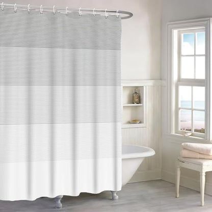 Boho Shower Curtain for Bathroom 60x72 inches Light Grey White Lines Waterproof Shower Curtain Set with Hooks Bohemian Stripe Fabric Stall RV Shower Curtains - color: Grey, size: 60"W x 72"L (Pack of 1)