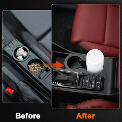 Car Trash Can, 2 Packs Mini Car Garbage Can Cup Holder with Lid | Leakproof Car Trash Bin with 60 Trash Bags, Vehicle Front Back Seat Organizers and Storage for Car, Home, Office, White - color: White