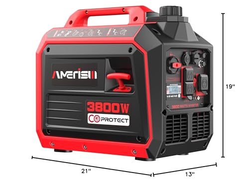 AMERISUN 3800W Portable Inverter Generator, CO Sensor, Gas Powered Generator, Super Quiet for Home Use, ECO Mode EPA Compliant, Parallel Capable Long Run Time for Camping Tailgating Emergency
