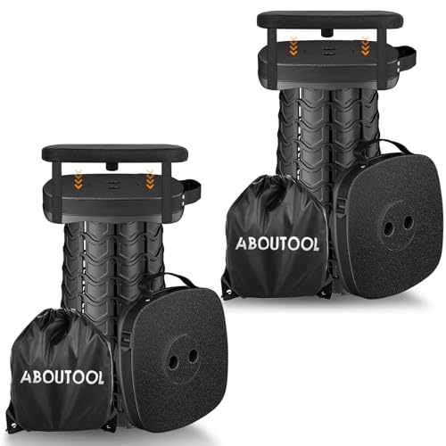aboutool 2 Pack Collapsible Stool with Soft Removable Cushion & Waterproof Carry Bag - Lightweight Folding Stool, 485lbs Capacity, Portable for Adults, Camping, Fishing, Hiking, Outdoor, Travel - color: Black (Cushion Included)