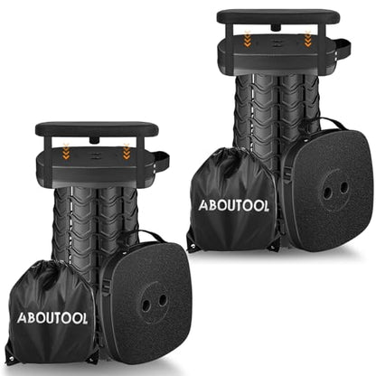 aboutool 2 Pack Collapsible Stool with Soft Removable Cushion & Waterproof Carry Bag - Lightweight Folding Stool, 485lbs Capacity, Portable for Adults, Camping, Fishing, Hiking, Outdoor, Travel - color: Black (Cushion Included)