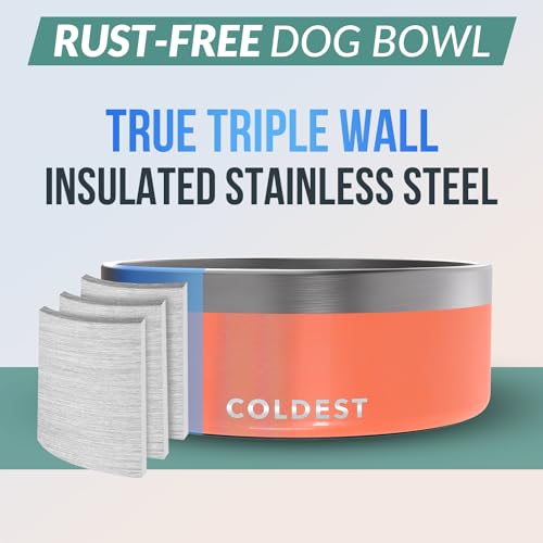 Coldest Dog Bowl - Anti Rust Metal, Non Slip, 3 Layers Insulated Stainless Steel Dog Bowls - Spill Proof & Heavy Duty - Water Bowl for Dogs, Cats & Pets, Dish Washer Safe (64 oz,Candy Red Glitter) - color: Candy Red Glitter, size: 64 oz