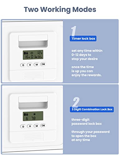 Time Lock Box for Food,Medicine Locker,Phone Jail Timer,PS5 Game Prison,Snacks Lockbox,Release Stress,Anxiety Relief,Gadget Gift | Combination Timed Locking Container | Kitchen Clear Lockable Safe Box - color: Clear Timer