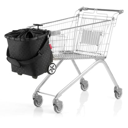 reisenthel carrycruiser glossy dots black - Portable shopping trolley with sturdy aluminum frame, shoulder strap and removable mesh inner bag -water-repellent - color: Glossy Dots Black