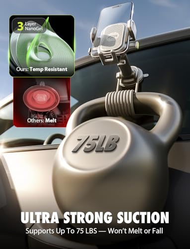 Bracketron Easy OneClick 3-in-1 Universal Car Phone Mount - Dashboard, Windshield & Air Vent Cell Phone Holder for Truck - Hands-Free Clamp, Heavy Duty Suction Cup, 360 Rotation Telescoping Arm - style: Dashboard & Windshield & Air Vent