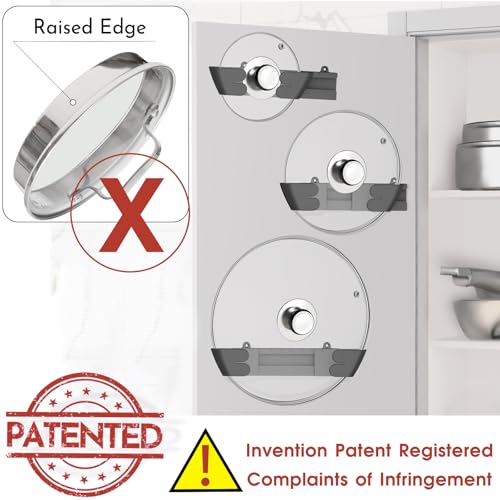 Adjustable Universal Pot Lid Holder Organizer for Cabinet - Upgraded Patented 6 Pack Pan Lids Organizers Inside Door Wall Mount Pots Top Rack for Kitchen Cupboard Fit 6" to 13" (Black) - size: 6Pack-Black