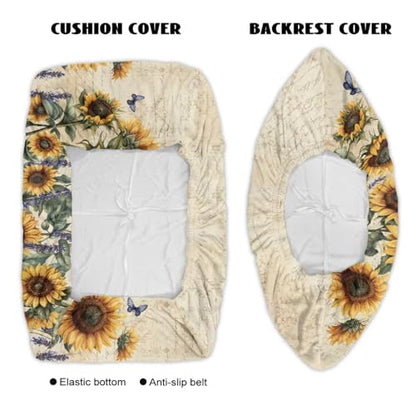 Butterfly Sunflower Pattern 2 Pack RV Dinette Cushion Covers Breathable Camper Cushion Slipcover Replacement Non-Slip Furniture Protector for RV Camper Car Bench - color: Butterfly Sunflower
