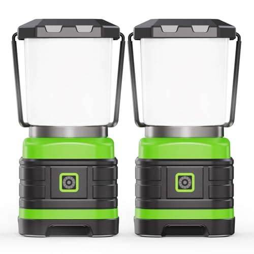 Lichamp LED Camping Lantern, Battery Powered LED Lights Camping Essentials, Portable Lanterns Flishlights for Emergency, Hurricanes, Outdoor Hiking, Power Outages, Survival Gear and Home Use, 2 Pack