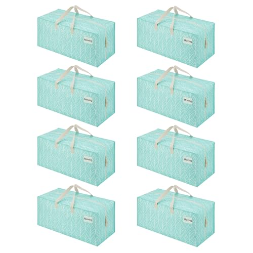 VENO 8 Pack Heavy Duty Moving Bags with Backpack Straps, Zippers & Handles, Extra Large Packing Bags for College Dorm Essentials, Moving Supplies Alternative to Cardboard Moving Boxes - color: Evergreen, size: 8 Pack
