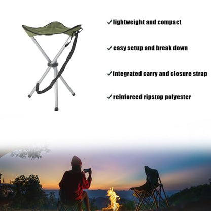 Folding Camping Stool,16.6" Folding Camping Chairs,Portable Tripod Seat,Outdoor Travel Tall Chair for Camping Walking Hunting Hiking Fishing Mountaineering Picnic Beach BBQ Garden Lawn(Pink) - color: Green