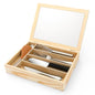 Baderke Silverware Storage Box with Lid Kitchen Drawer Organizer Utensil Organizer with Lid 5 Slots Wooden Silverware Storage Case Silverware Container Tray for Kitchen Cutlery Countertop
