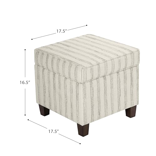 HomePop 18" Classic Square Storage Ottoman - Gray & Cream Stripe - color: Gray and Cream Stripe
