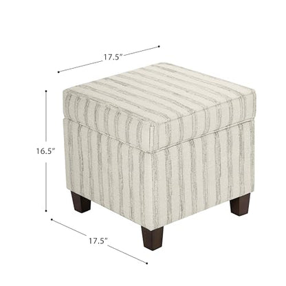HomePop 18" Classic Square Storage Ottoman - Gray & Cream Stripe - color: Gray and Cream Stripe
