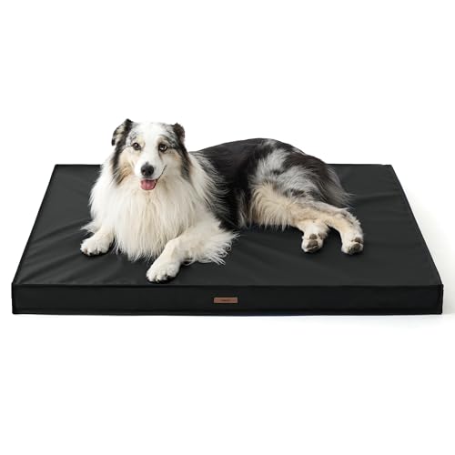 LE SURE Outdoor Waterproof Dog Bed for Large Dogs, Orthopedic Egg Crate Foam Pet Bed with Oxford Fabric Surface and Removable and Durable Cover, Machine Washable, 36''x27'', Black - color: Black, size: 36"L x 27"W x 3"Th
