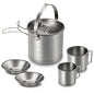 Lixada 5PCS Camping Cookware Set Stainless Steel 1.2L Camping Pot with 2 Cups & 2 Bowls, Lightweight Portable Backpacking Pot with Foldable Handles & Lid for Outdoor Cooking Hiking Picnic