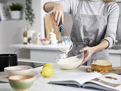 Joseph Joseph Twist Whisk 2-In-1 Collapsible Balloon and Flat Whisk Silicone Coated Steel Wire, Sky Blue - color: Blue