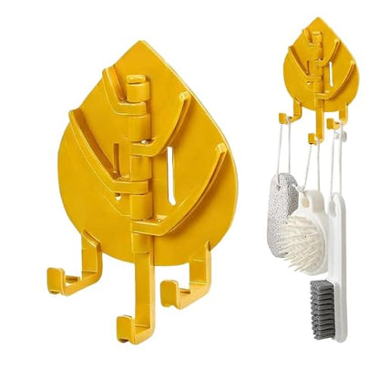 Wall Hook | Heavy Duty Space Saving Organizer - Multi-Hook Wall Coat Rack,for Jackets Hats Gloves Keys Scarves Purses Bags Bedroom Bathroom Entryway - color: Yellow