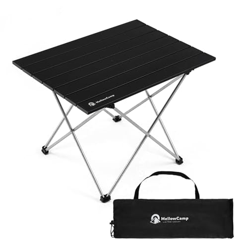 MellowCamp Camping Side Table, Ultralight Aluminum Folding Table, Small Compact Portable Ideal for Beach, Outdoor Cooking, Hiking, Camping, Picnics (Black,Medium) - size: Medium - 22 "x15.9 "x16.1 "