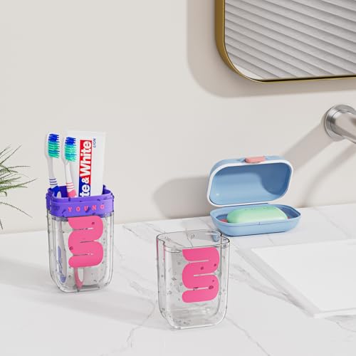 VITVITI Travel Soap Case Container, Portable Toothbrush Travel Case Dish Tray, 7.88 Inch Toothpaste Traveling Toothbrush Holder Set with Cover for Trip/Bathroom/Camping, Purple - color: Purple