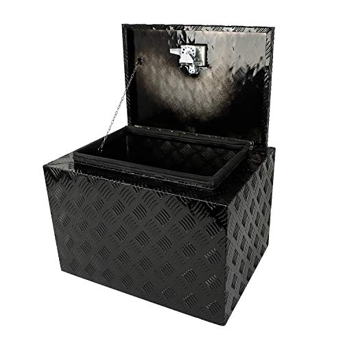 24 Inch Aluminum Black Plated Truck Tool Box Pickup Truck Bed Storage, Waterproof Underbody Tool Box Storage Trailer Tongue Box with Lock and Key for RVs, ATVs, Trailer & Truck (24"x 17"x18") - color: Black, size: 24"x 17"x18"