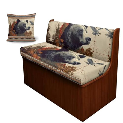 Bear Leaf Geometric Pattern 3 PCS RV Dinette Cushion Covers Wear-Resistan Camper Seat Covers Dinette Booth Camper Cushion Pillow Cover Sofa Slipover for Travel Trailer Couch - color: Bear Leaf Geometric
