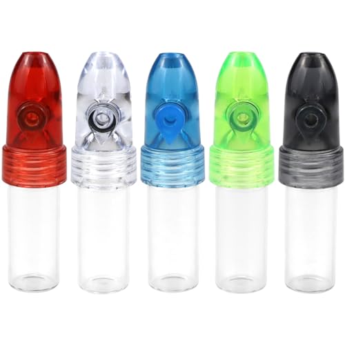 DOERDO 5Pcs Glass Powder Storage Holder Portable Powder Storage Holder Travel Container for Outdoor Camping, 2.6x0.6 Inch, 5 Colors