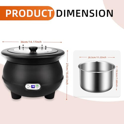 YUANHAO 8 Qt Digital Soup Kettle Warmer, Stainless Steel Insert | Adjustable Temp Buffet Server for Restaurant, Catering & Party