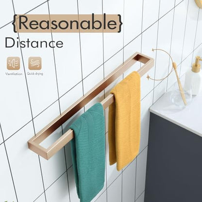 KOKOSIRI Towel Bar for Bathroom Wall Mount Bath Towel Holder 24-Inch Kitchen Rack Champagne Bronze Stainless Steel, 1 Pack B4008CPG-L24 - color: Champagne Bronze, size: 24-Inch