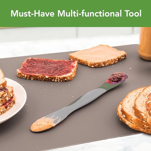 Tovolo Scoop and Spread Large Dual End Silicone Sandwich Spreader Tool with Nylon Handle, BPA Free Dishwasher Safe Silicone and Nylon Tool for Spreading and Scooping, Thyme Green and Charcoal Gray - color: Thyme & Charcoal, size: Large