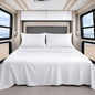Shreem Linen Luxury 4 Piece Microfiber RV Sheet Set, Deep Pocket Fits Up to 10 inch, Soft, Wrinkle-Resistant, Camper, Travel Trailer Bedding, Camper Queen 60x80, White - color: White, size: Camper Queen - 60x80