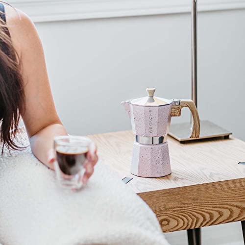 GROSCHE Milano Moka pot, Stovetop Espresso maker, Greca Coffee Maker, Stovetop coffee maker and espresso maker percolator (Pink, 3 cup) - color: Pink, size: 3 espresso cups