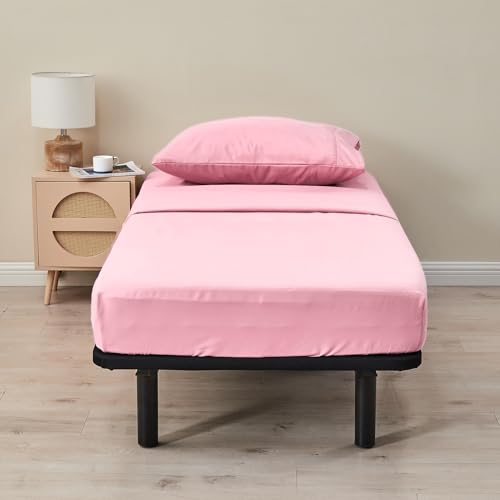 Kingnex 30x75x9 RV Bunk Sheets Set for Narrow Twin Bed Soft Brushed 1800 Microfiber 3 Piece Bedding Set Includes 1 Cot Size Fitted Sheet 1 Flat Sheet 1 Pillowcase Cot Pink - color: Pink, size: Cot 30x75 RV Bunk Set