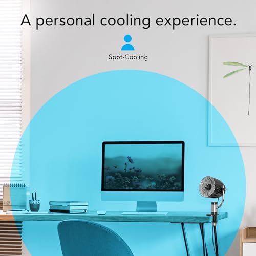 Vornado Pivot Clip Personal Air Circulator, 3-Speed, Portable Desk Fan with Multi-Surface Clip, 360-Degree Adjustable Axis, 9 in Tall, 4 in Diameter, Whisper Quiet, Black - color: Black