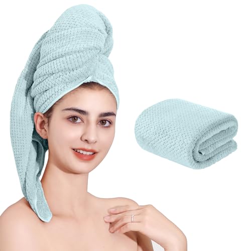 Microfiber Hair Towel Quick Dry Hair Towel Hair Drying Towels Suitable for All Kinds of Hair Ultra Absorbent Long and Thick Hair 24X48inch Blue (1pcs) - color: Blue, size: 48.00'' x 24.00''