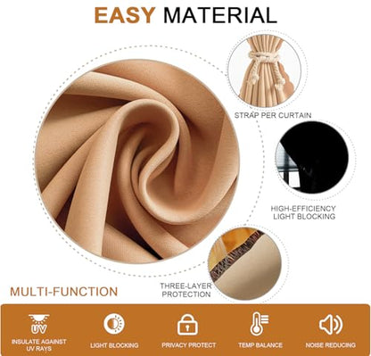 Self Adhesive Curtains - No Drilling, No Rod, Easy to Install Blackout Curtains for Window Blinds,Bedroom(Brown 35 * 59in-1P) - color: Brown, size: 35"W x 59"L (Pack of 1)