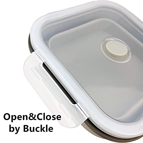 CARTINTS Large 1200ml Collapsible Bowls with Lids, Silicone Food Storage Containers, Space-Saving Meal Prep Containers For Kitchen and Outdoors Camping, Set of 3, Grey - color: grey