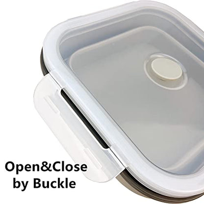 CARTINTS Large 1200ml Collapsible Bowls with Lids, Silicone Food Storage Containers, Space-Saving Meal Prep Containers For Kitchen and Outdoors Camping, Set of 3, Grey - color: grey