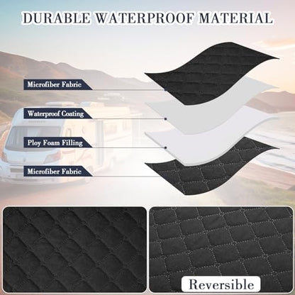 Buryeah 2 Set RV Dinette Cushion Covers Booth Set Furniture Protector for Sofa Seat Camper Car Couch, 2 Backrest and 2 Bench Cover(Black)