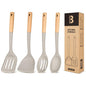 Silicone Cooking Utensils Set, Perfectly Angled for Frying, Mixing,Serving,Draining,Turning and Stirring, BPA-Free Matte Silicone, Wood Handles, Safe for Nonstick Cooking Surfaces,4 Pack (Khaki) - color: Khaki