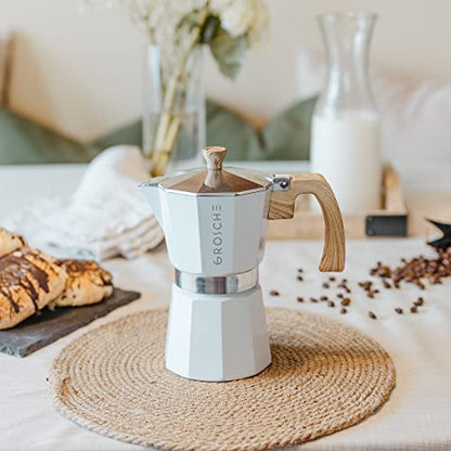 GROSCHE Milano Moka Stovetop Espresso Coffee Maker (3 Cup / 150 ml, White) - color: White, size: 3 espresso cups