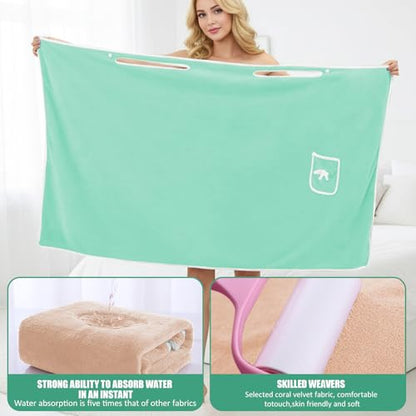 Unisex Bath Towel, Wearable After Bath Towel Set, Wearable Quick Dry Shower Gym Towel(53" x 31", Green) - color: Green, size: S(135X80CM)
