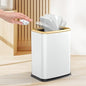 2.1 Gal Slim Bathroom Trash Can with Swing Lid, Rustproof Stainless Steel Small Garbage Can for Narrow Spaces & Toilet Side, Dog Proof Odor Control Waste Basket for Bedroom/Office, White - color: White
