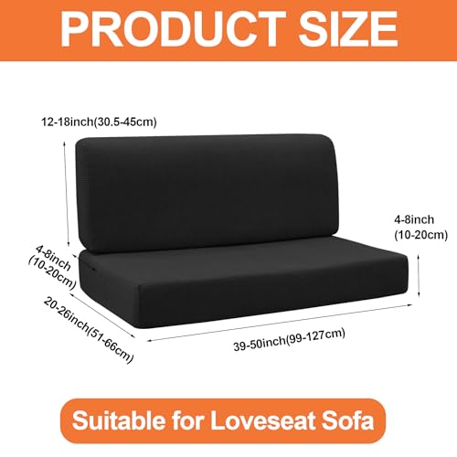 FUANGUI RV Dinette Cushion Covers - Stretch Camper Cushion Booth Seats Replacement - Washable Sofa Furniture Protector (Black, 2 Bench & 2 Backrest Covers) - color: Black