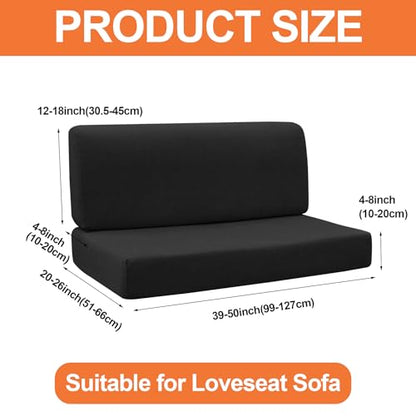 FUANGUI RV Dinette Cushion Covers - Stretch Camper Cushion Booth Seats Replacement - Washable Sofa Furniture Protector (Black, 2 Bench & 2 Backrest Covers) - color: Black