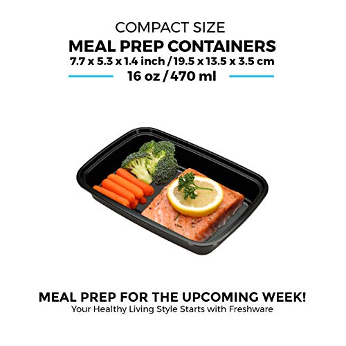Freshware Meal Prep Containers 1 Compartment Food Storage Containers with Lids, Bento Box, BPA Free, Stackable, (16 oz), 150 count (Pack of 1) - size: 16OZ-150PK