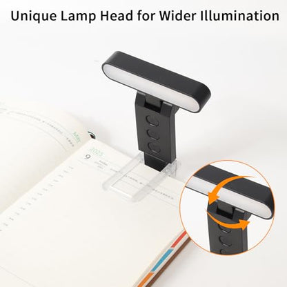 Book Light,USB Rechargeable Clip-On Reading Light,30 Adjustable Modes,Eye-Caring with Timer,Perfect for Book Lovers/Travel(Black, Rectangle) - color: Black, size: Rectangle