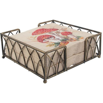 Boston International Lunch Napkin Caddy, Arch Design in Antique Brass - color: Antique Brass, size: 6.75 x 6.75-Inches
