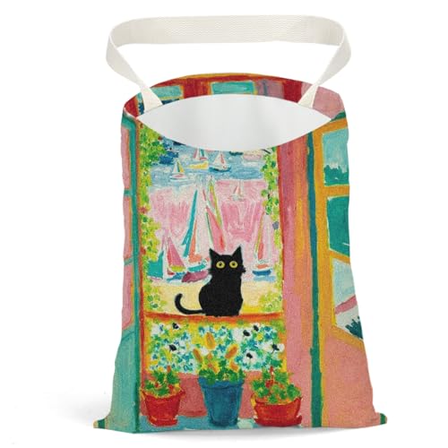 Black Cat Car Trash Bag, Car Trash Bag Hanging, Waterproof Cars Back Seat Hanging Organizer and Storage Trash Bags for Vehicle Travelling Camping Fantasy Art Decor - color: Cat07