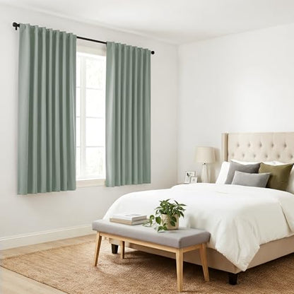 PONY DANCE Sage Green Blackout Curtains for Girls Bedroom Living Room 72 Inches Long 2 Panels, Nursery Thermal Insulated Room Darkening Drapes Solid Back Tab Window Treatments, W 42 x L 72 inch - color: Sage Green, size: 42"W x 72"L (Pack of 2)